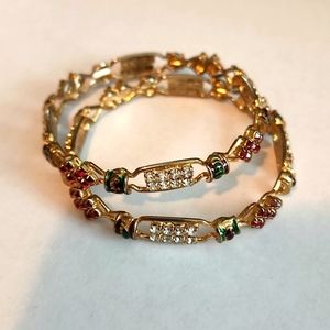 Gold, red and green bangles